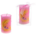 Baby Sleeping with Stars Pillar Candle - Pink